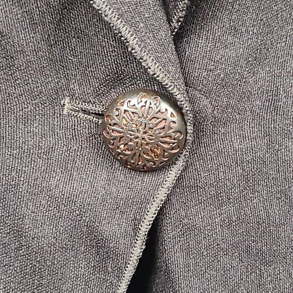 J.Jill Petite Brown Wool Lightweight One-Button Blazer Fold Up Cuff Suit Jacket - Picture 6 of 13